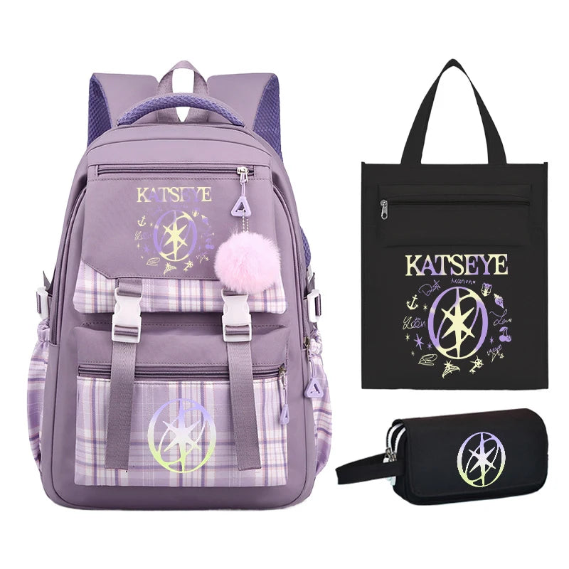 Kpop Group Katseye Backpack Set Teen Girls Back To School Gifts Korean Ulzzang Katseye Women Travel Bagpack Suit
