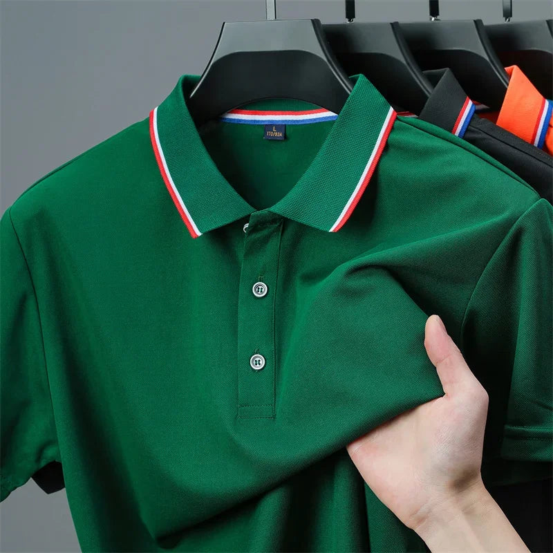 2026 New Men's Casual Solid Color Short Sleeved Polo Shirt Summer Fashionable and Comfortable Versatile Top