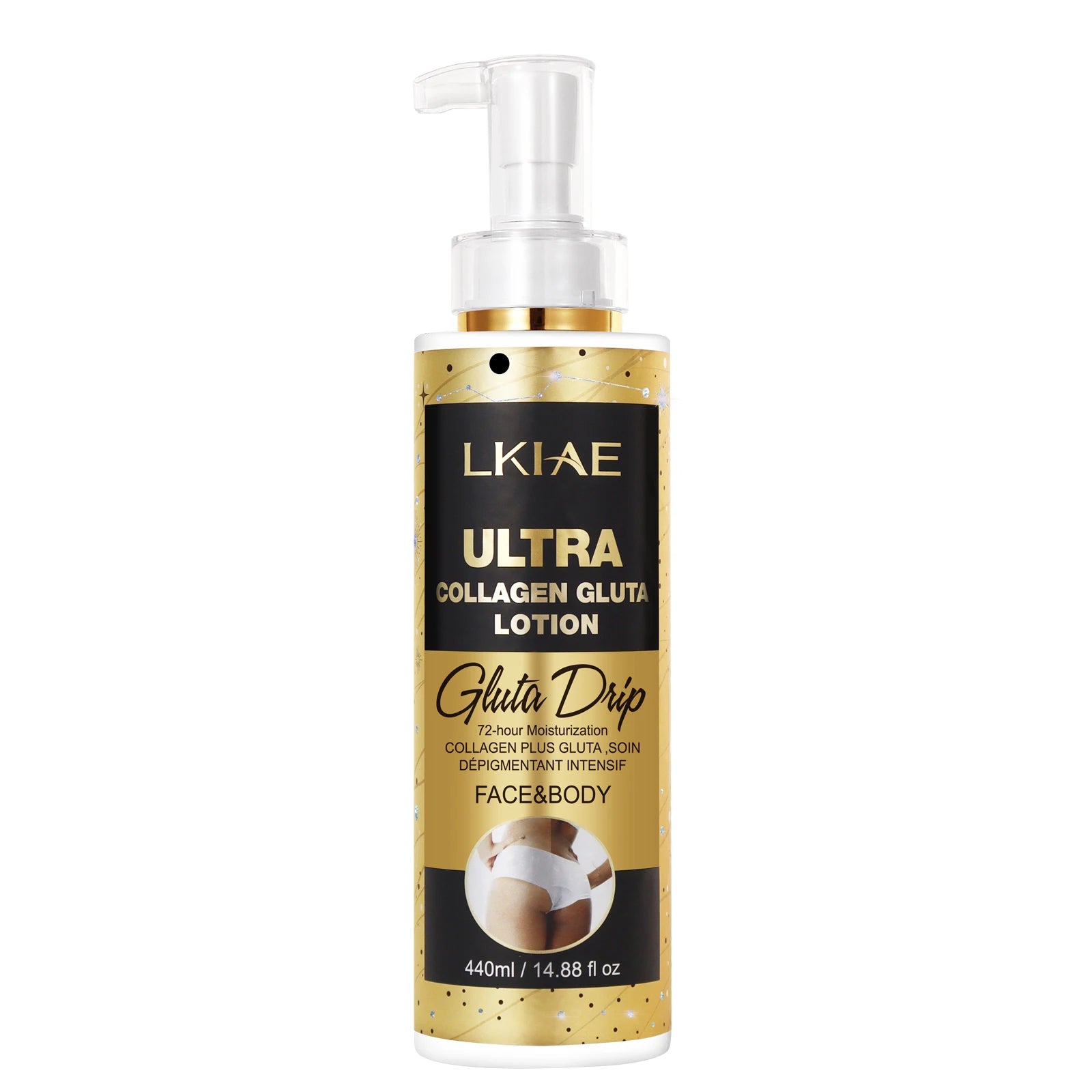 LKIAE Ultra Glutathione and Collagen Body Lotion, Whitening, Moisturizing, Anti Pigmentation, Dark Spots, Even Skin Tone, 440ml