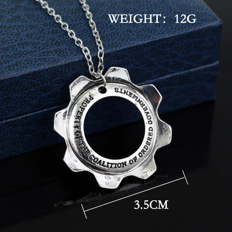 Punk War Machine Pendant Necklace for Men Sport Stainless Steel Reaction Furnace Keychain Metal Slivery Cool Jewelry Accessories