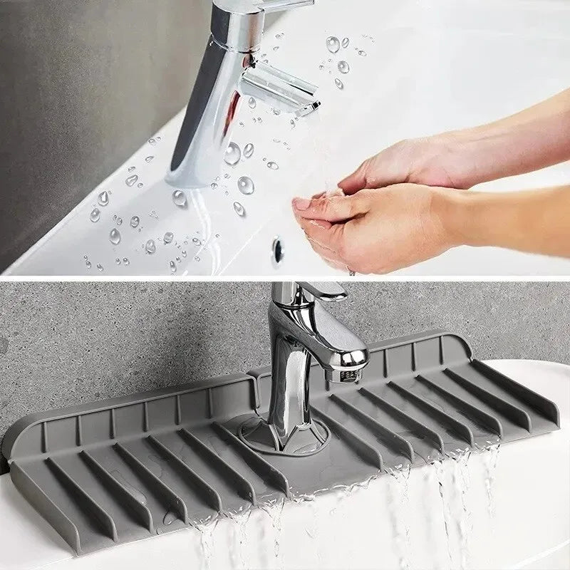 Silicone Faucet Splash Guard Mat, Sink Anti-Splash Water  Pad, Drip Catcher for Kitchen Bathroom Countertop, Drain Retaining Pad
