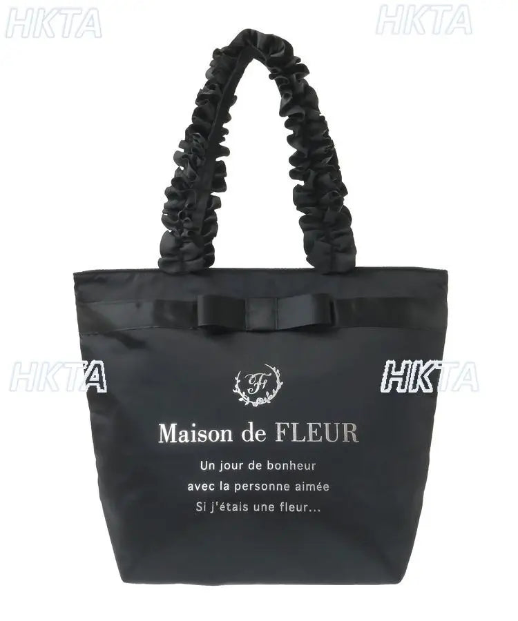 Japanese Style New Letter Satin Cute Bow Lolita Portable Tote Bag Women Commuting Versatile Pleated Sweet Single Shoulder Bag