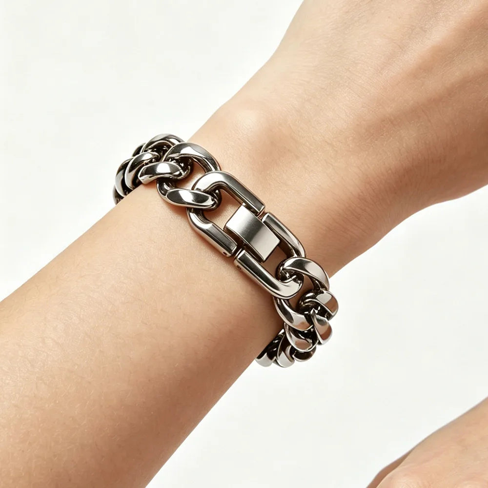 9MM-15MM Polished 316L Stainless Steel Cuban Link Bracelet for Men Waterproof Thick Curb Chain Wrist Jewelry Gift for Him