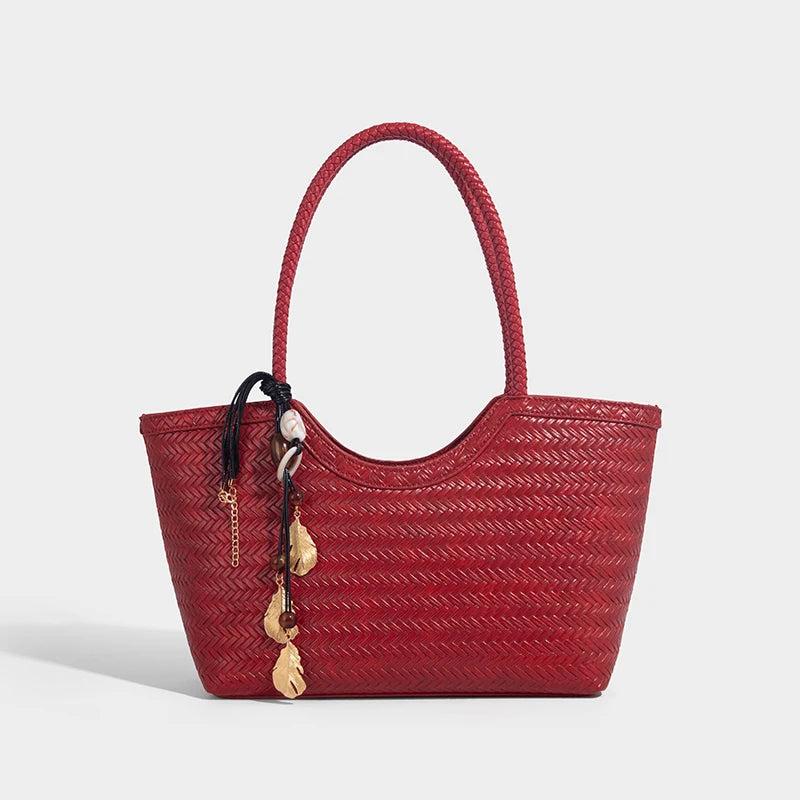 Imitation Braided Embossment Tote Bag For Women Luxury Designer Handbag 2025 New In Vintage With Inner Pocket Underarm Shoulder