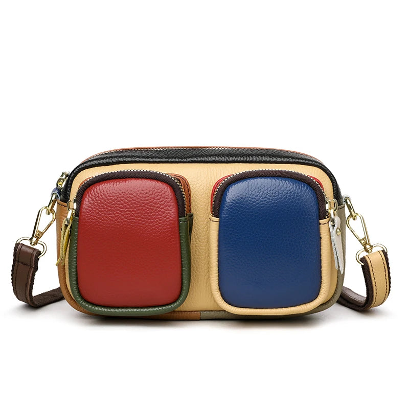 High Quality Thick Genuine Leather Multiple Pockets Messenger Bag Women Handbag 2025 Female Shoulder Bags Luxury Fashion Purse