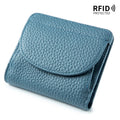 New Women Genuine Leather Mini Wallet RFID Folding Simple Ultra-thin Small Soft Cowhide Wallet Female Card Holder Coin Bags