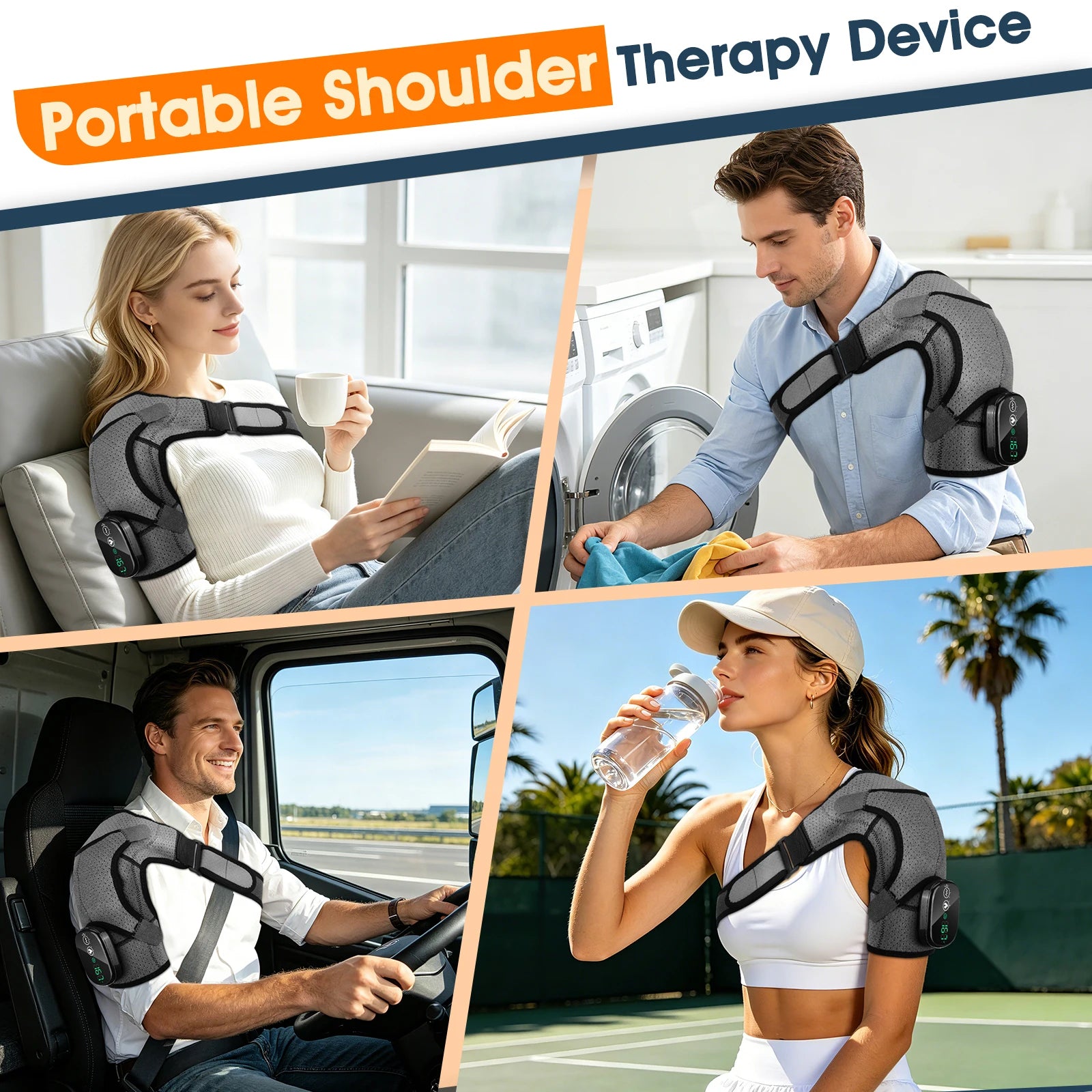 Electric Heating Shoulder Brace LED Display Vibration Shoulder Massage Support Belt Strap For Joint Brace Care Muscle Relaxation
