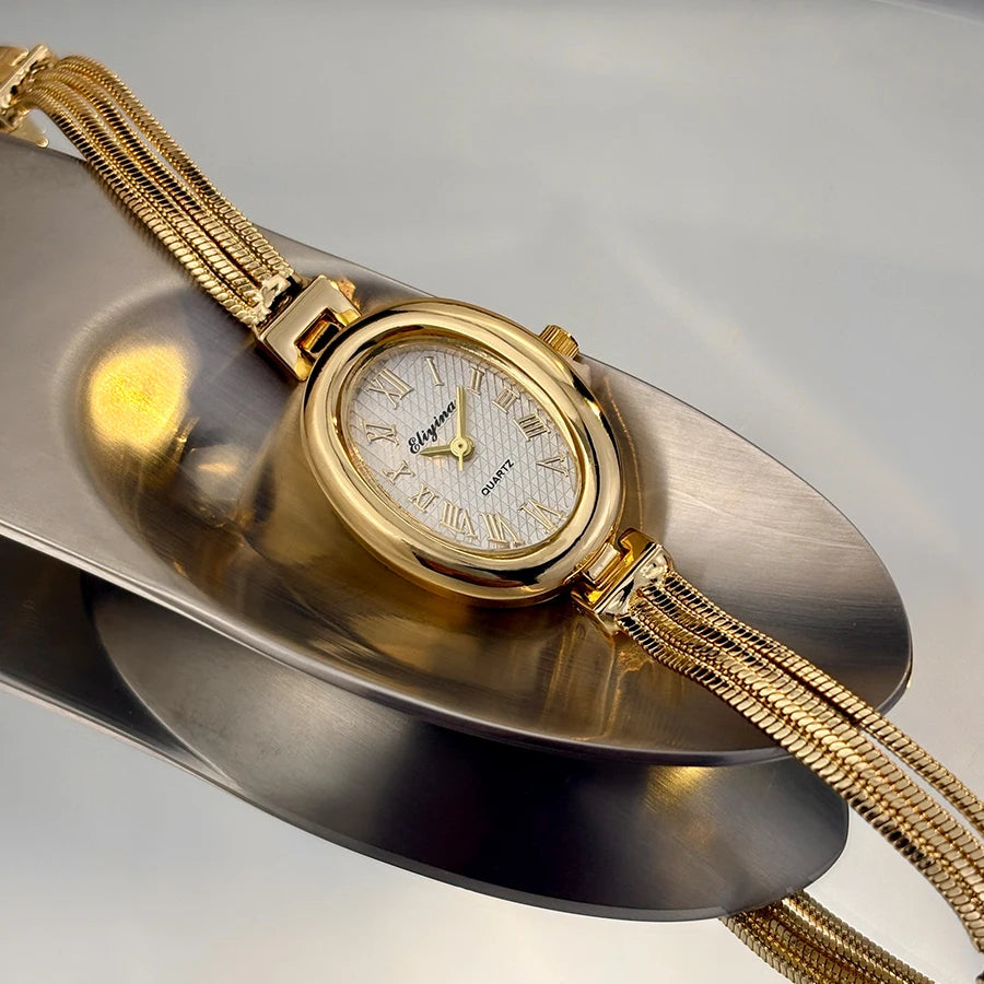 New Fashion Tassel Oval Bath Tub Ladies Bracelet Watch Simple Elegant Wristwatch Live Broadcast Bestseller