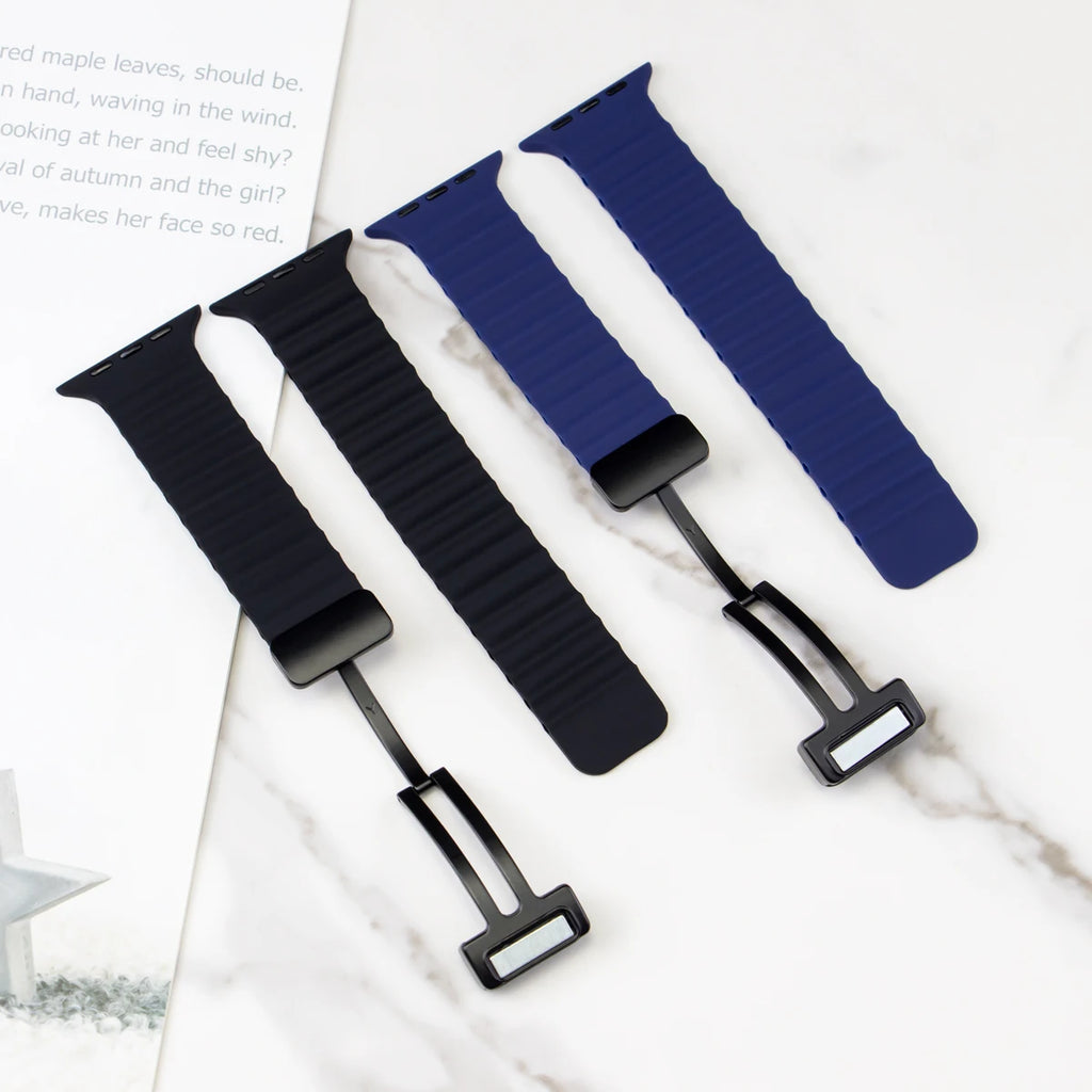 Silicone Strap For Apple watch band 49mm 45  44 40  41 38 42mm magnetic buckle bracelet iWatch Ultra series 7 6 3 se 8 9 Ultra 2