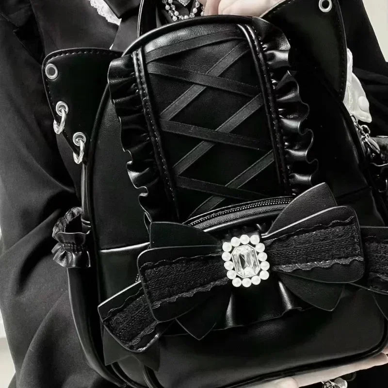 Japanese Ita Mochila Lace Cat's Ear School Bag Cute Large Capacity Mochilas Mujer New Bow Women Bags Student Backpack