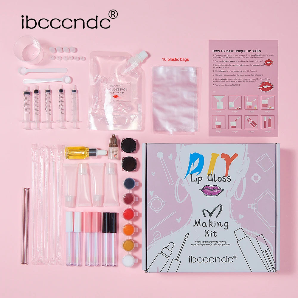 DIY Lip Gloss Making Kit Moisturizing Lip Gloss Base Diy Raw Material Tool Kit Shiny Glitter Lip Tints Glaze Handmade Cosmetic