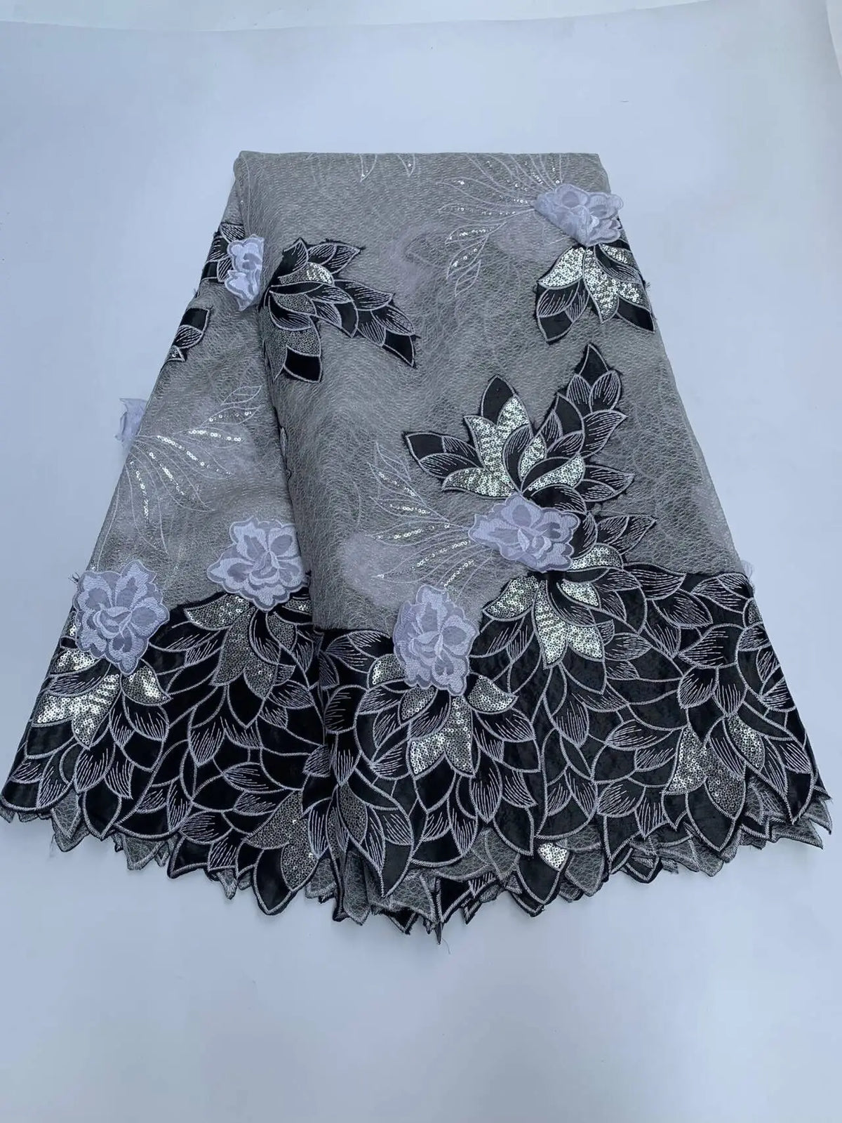 2026 High-Quality African Nigerian Tulle Lace Fabric Sequins Embroidery French Guipure Luxury Prom Party Dresses Beaded 5 Yards