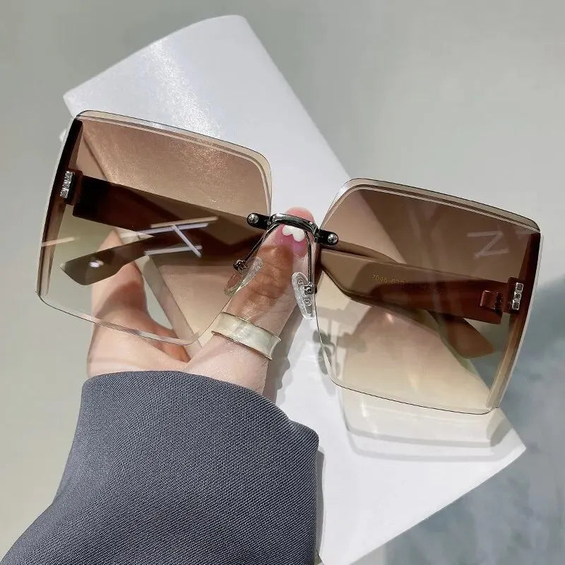 Fashion Gradient Frameless Women's High-end Sense Of Sunglasses