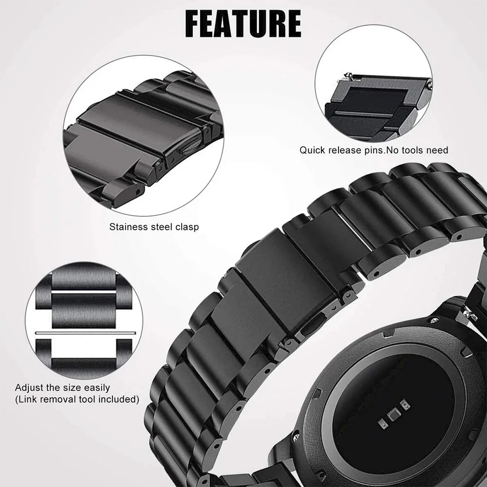 20mm 22mm Metal Strap for Huawei Watch GT/2/3/4/GT5/GT6 Pro 46mm Stainless Steel Wristband for Samsung Galaxy Watch 5/6/7 Strap