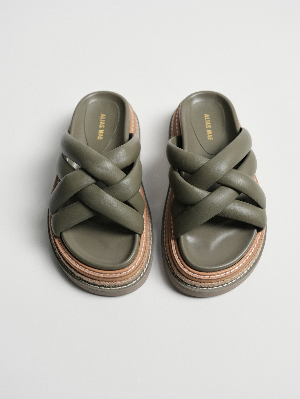 ALIAS MAE 2026 Summer Classic Leather Braided Cross Strap Women's Minimally Increased Height Thick Bottom Sandals