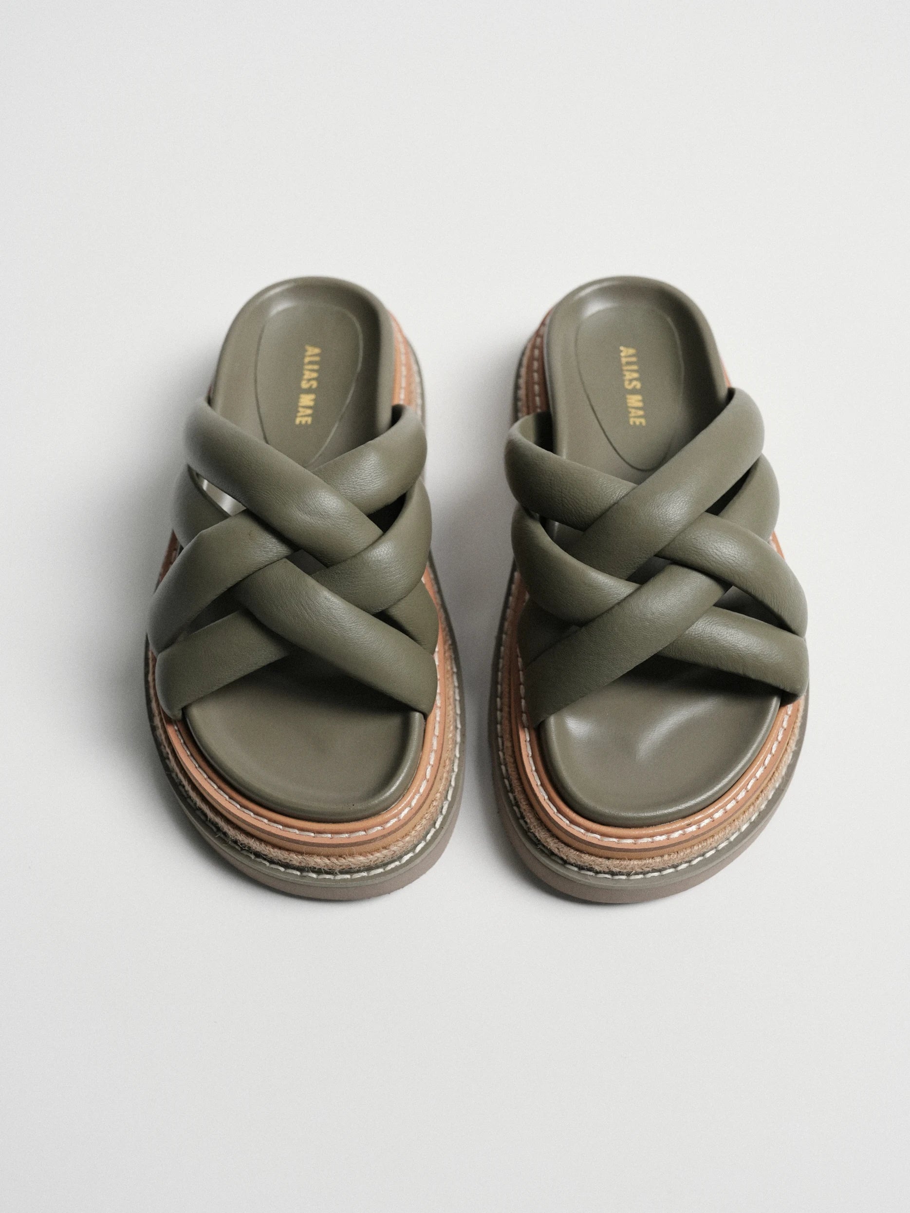 ALIAS MAE 2026 Summer Classic Leather Braided Cross Strap Women's Minimally Increased Height Thick Bottom Sandals