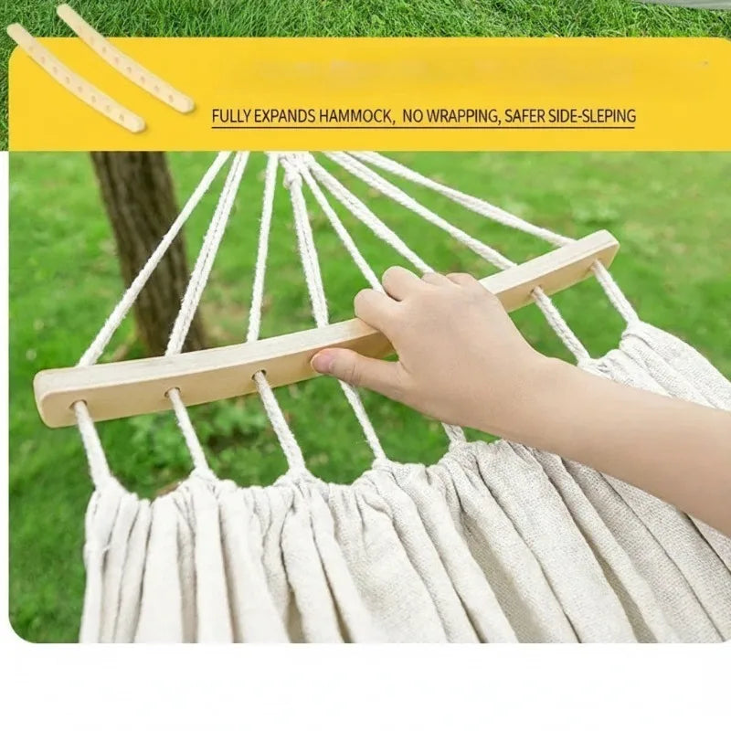 Outdoor Thick Camping Hanging Hammock with Anti-fall Safety Bars, Double Person Hanging Bed for Outdoor Camping and Leisure