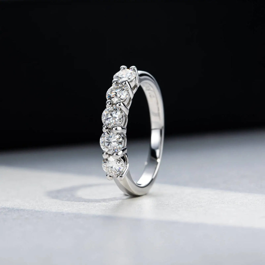 TY White Gold D Color 4mm Moissanite Ring For Women 925 Silver 1.5CT Stone Match Dia Wedding Band Bride S Sterling Sier