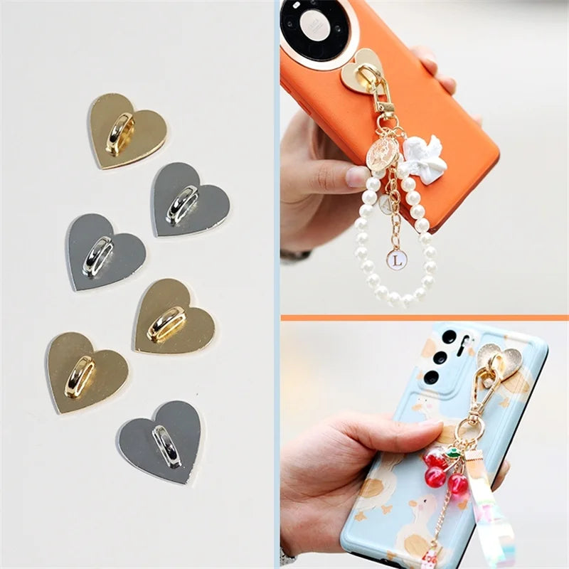 Metal Heart Mobile Phone Ring Holder Pendant Hook Round Accessories Charm Holders DIY Kawaii Buckle Clasp Pendant