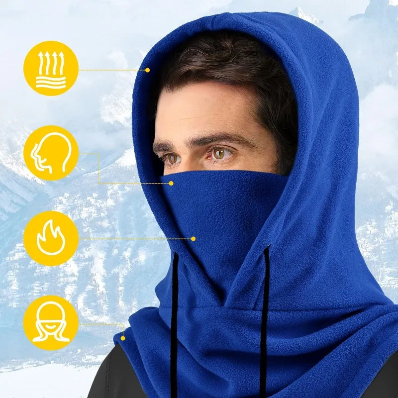 Winter Thermal Fleece Hat Hooded Outdoor Windproof Skiing Sport Men Women Neck Warmer Balaclava Cycling Face Mask Masked Caps