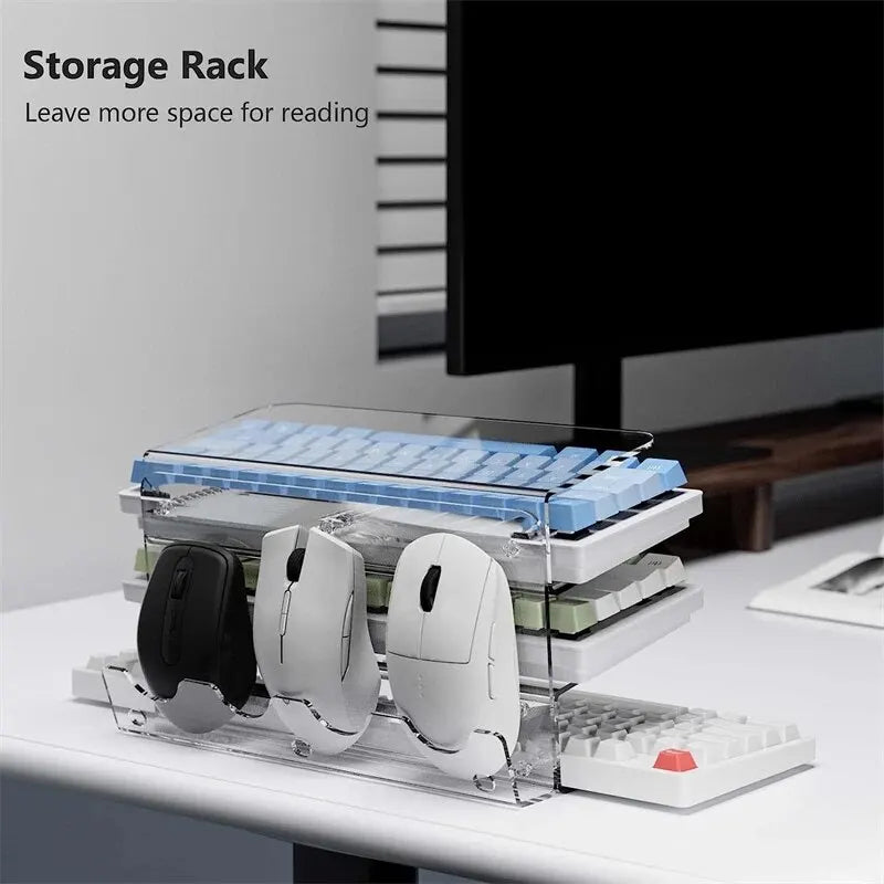 3-Tier Acrylic Keyboard Display Stand Frame Stand Shelf Lightweight Keyboard Storage Tool for Study Room Exhibition Halls