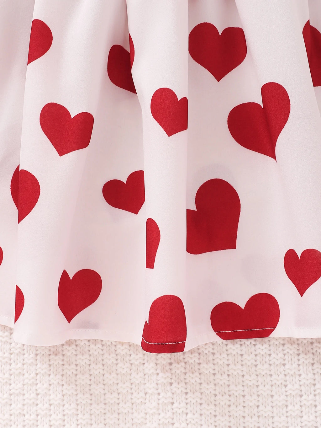 2024 Summer Cute Red Love Princess Children's Short sleeved Dress Casual Party Clothing