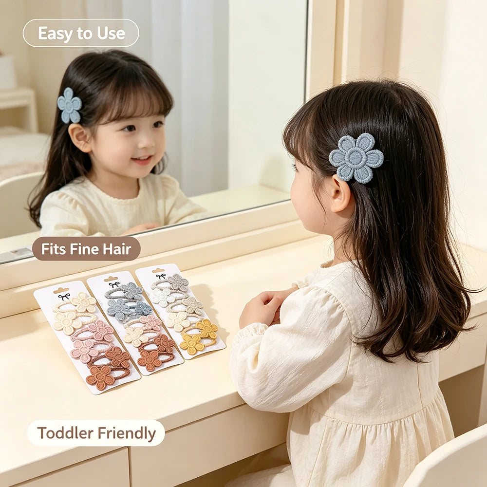 6Pcs/Set Cute Daisy Flower Hair Clips for Baby Girls Lovely Bang Side Clip Hairpins Princess Barrette Kid Hair Accessories