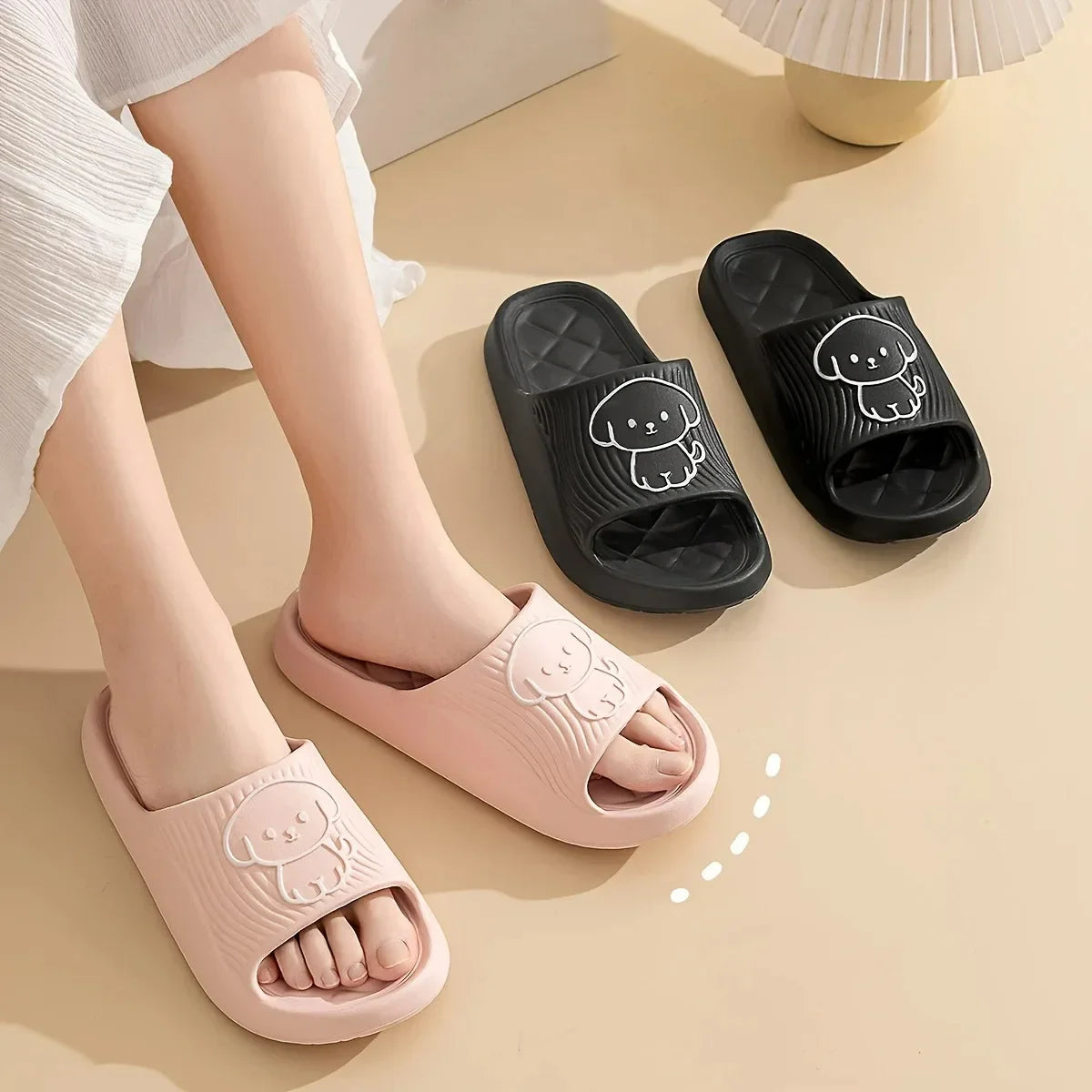 Cute Dog Couple Pillow Slippers Female Summer Wear 2024 New Bathroom Bath Non-slip Indoor Home Eva Thick Bottom Sandals