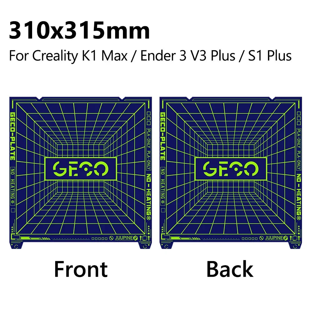 JUUPINE GECO PLA Plate For Bambu Lab Build Plate H2D/H2S/P2S/X1/P1/A1/K2 PLUS/Centauri Carbon Upgrades Cold Plate Super Adhesion