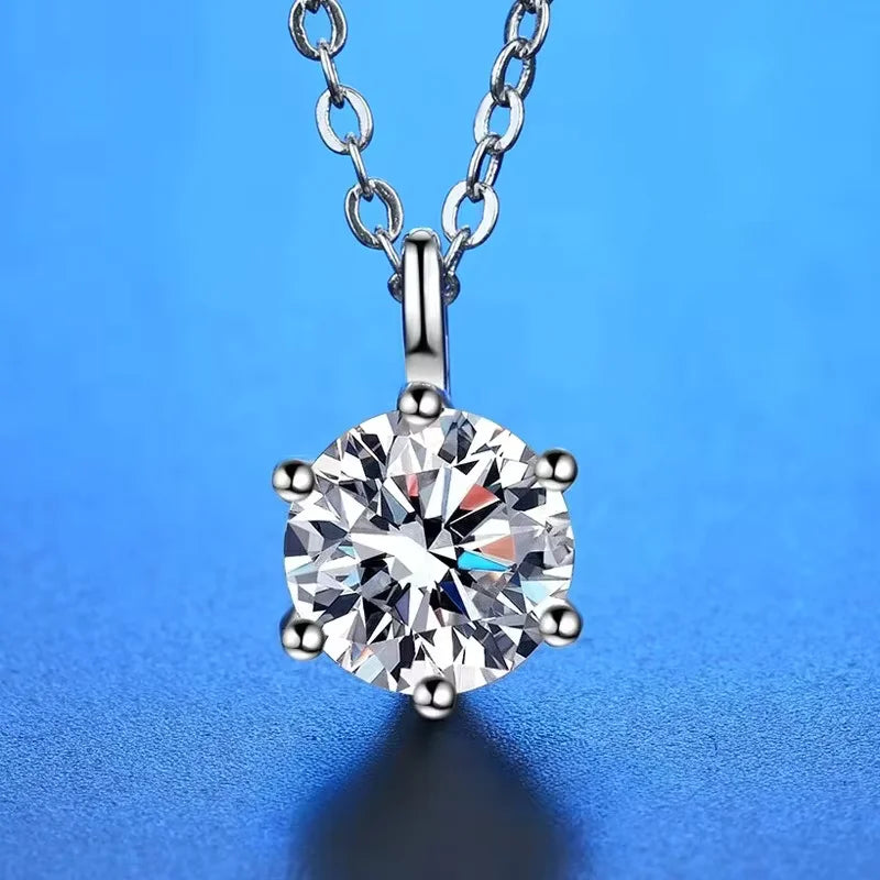 New 2ct Moissanite 925 Sterling Silver Necklace Pendant Chain Fine Jewelry for Woman Wedding Sparkling Classic Party Fashion