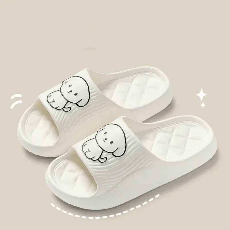 Cute Dog Couple Pillow Slippers Female Summer Wear 2024 New Bathroom Bath Non-slip Indoor Home Eva Thick Bottom Sandals