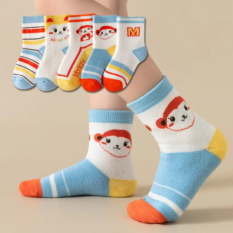 5Pairs Baby Socks Newborn Baby Boy Cute Short Sock 0-1-3-10Y Kids Cotton Toddler Cartoon Soft Children's Sports Socks for Girls