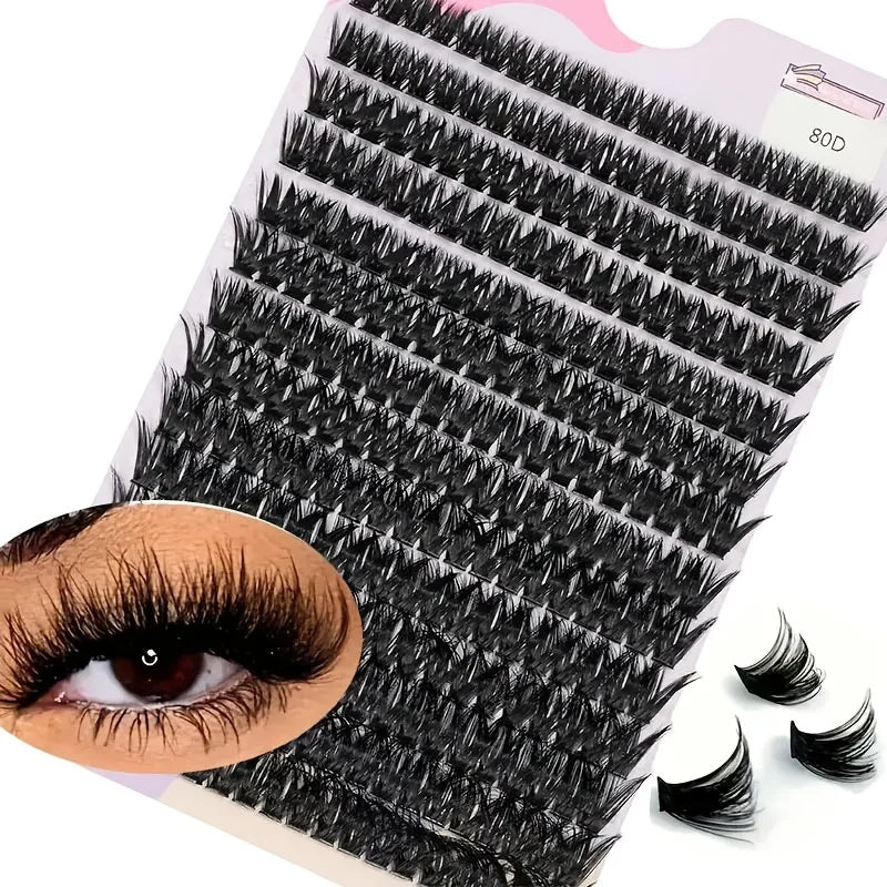 DIY Clustered False Eyelashes, 14 Rows of Mink Fur Imitation Real and Fake Eyelashes, D-Roll 9-16mm Mixed Natural Eyelash Extens