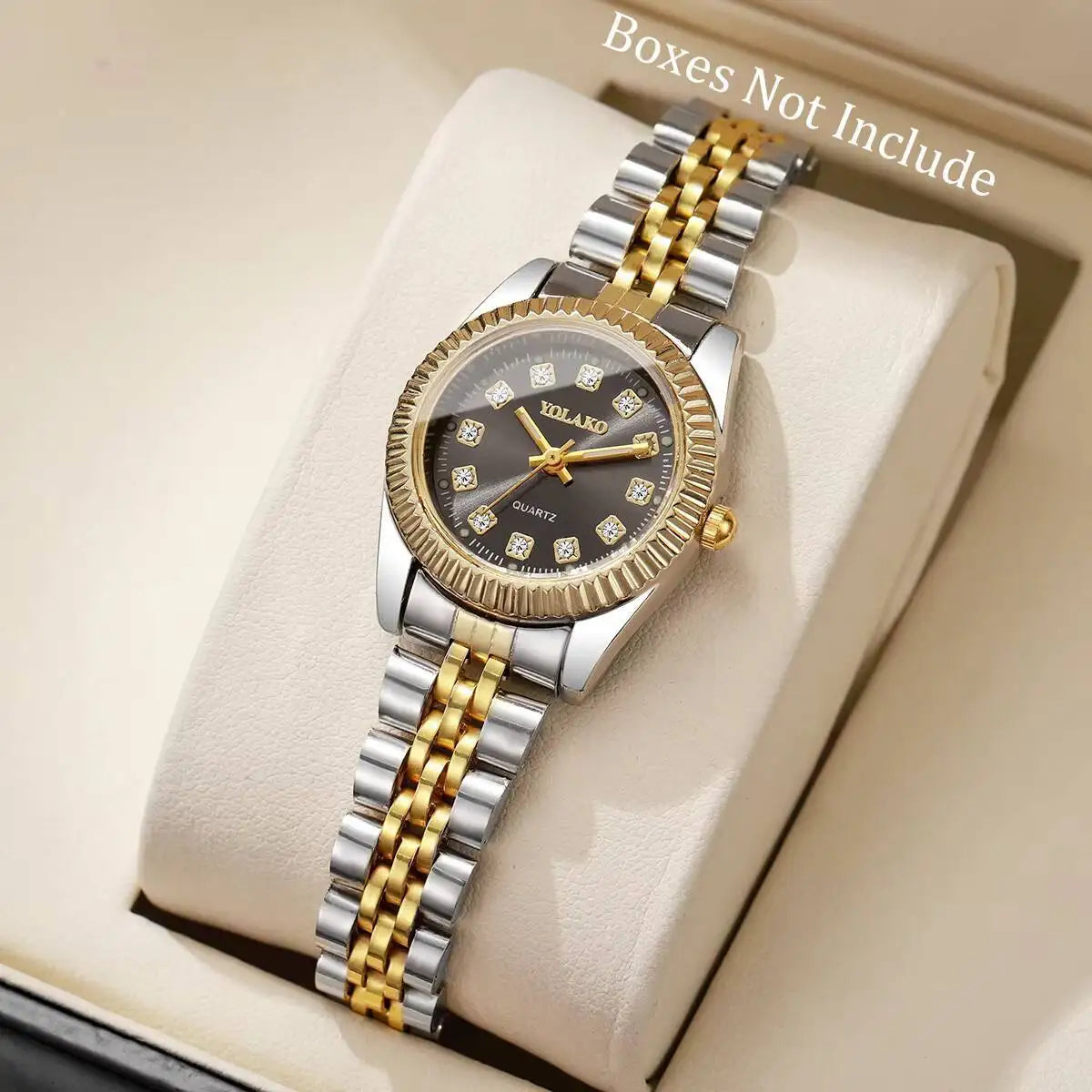 Luxury Rhinestone Women Watches Stainless Steel Band Quartz Wristwatch Clock Gift Relogio Feminino（Without Box）