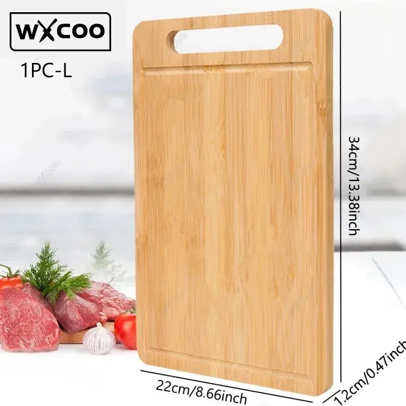 WXCOO Double-sided Cutting Board Kitchen Stainless Steel or Natural Bamboo Chopping Board for Fruit Meat Vegetable Cutting Board