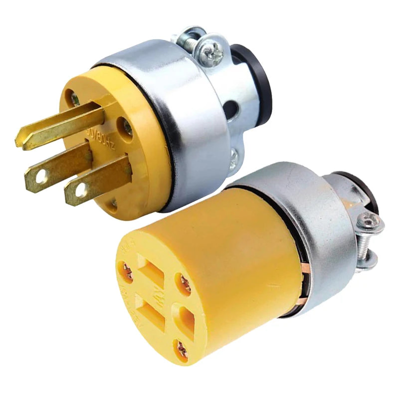 1pcs America L5-15P L5-15R US Connector 15A Extension Tripolar Wired Receptacle Male Female Anti-Loose Locked Plug Socket Type B