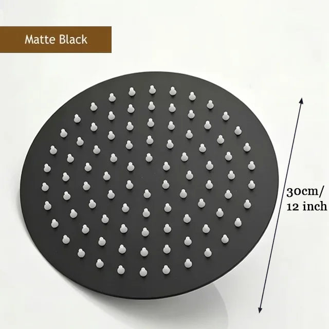 High Pressure Rainfall Stainless Steel Shower Head High Flow 8" 10" 12" Square Pressure Boosting Design Spa Bathroom Showerhead