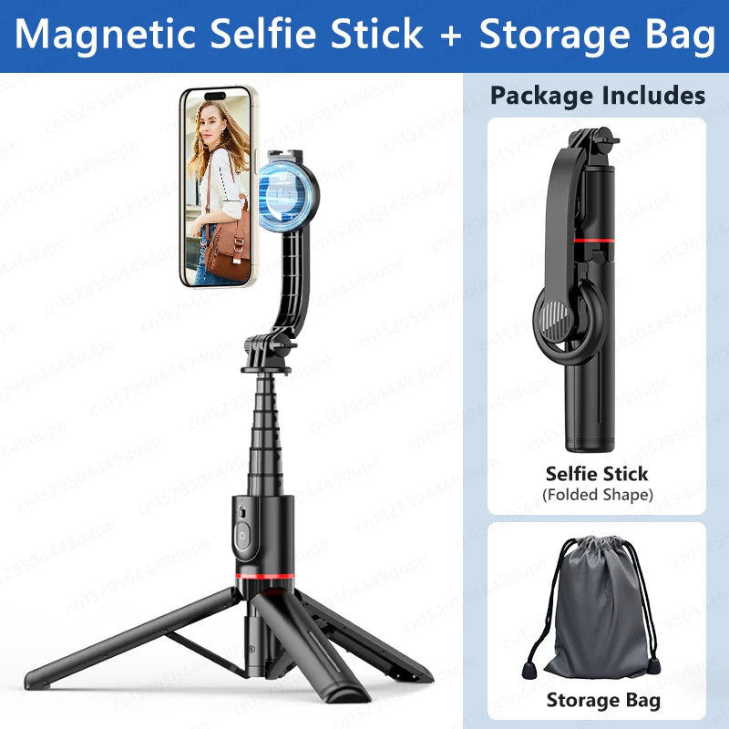 KEELEAD Magnetic Selfie Stick with Bluetooth Remote Magsafe Cellphone Tripod Stand for iPhone 14 13 12 Pro Max Vertical Shooting
