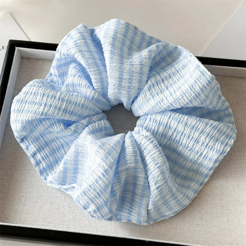 Brand Designs Japan Fashion Large Size Hair Scrunches Hollow Out Denim Scrunchies Big Hair Chouchou Ponytail Hairties