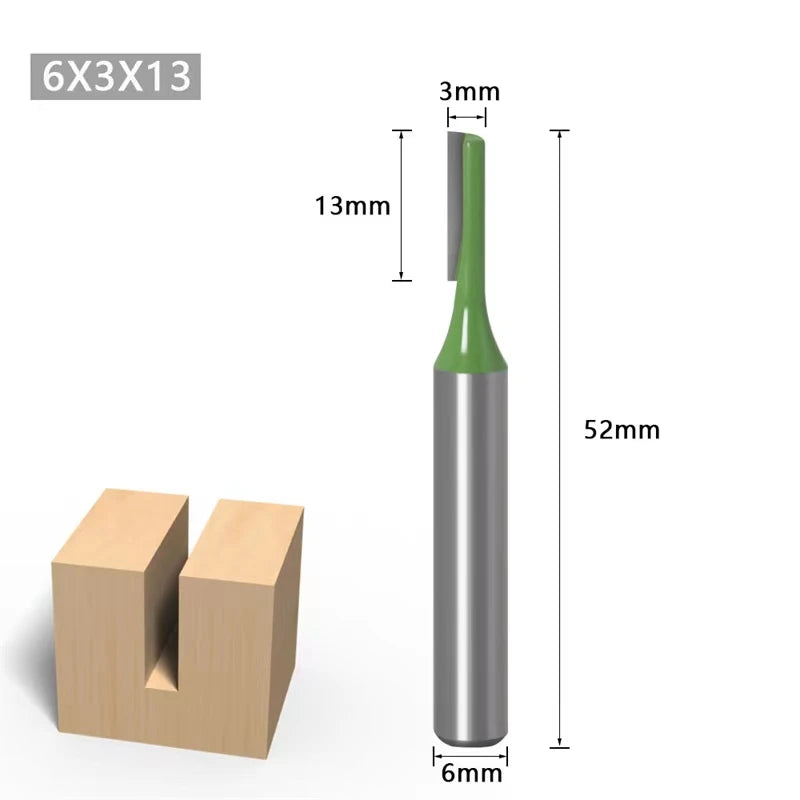 7pc/Set 6mm/1/4′′ Shank Straight Bit Tungsten Carbide Single Double Flute Router Bit Wood Milling Cutter for Woodwork Tool New