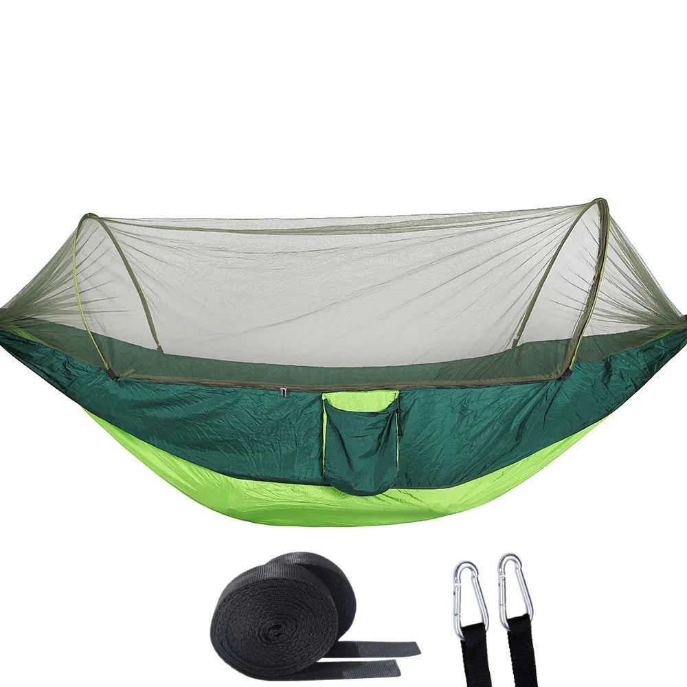 2-In-1 Camping Hammock With Mosquito Net 1.6lbs Ultralight Parachute Nylon Hanging Bed For Outdoor Survival Travel Backyard