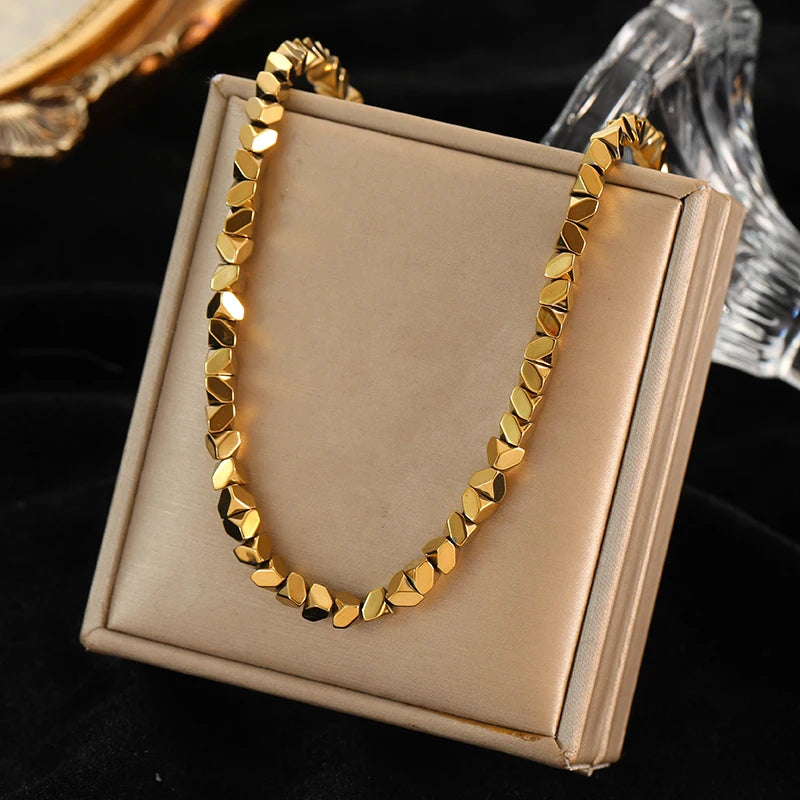 EILIECK 316L Stainless Steel Gold Color Cuba Chain Necklace For Women New Trendy Punk Thick Neck Chain Waterproof Jewelry Gift