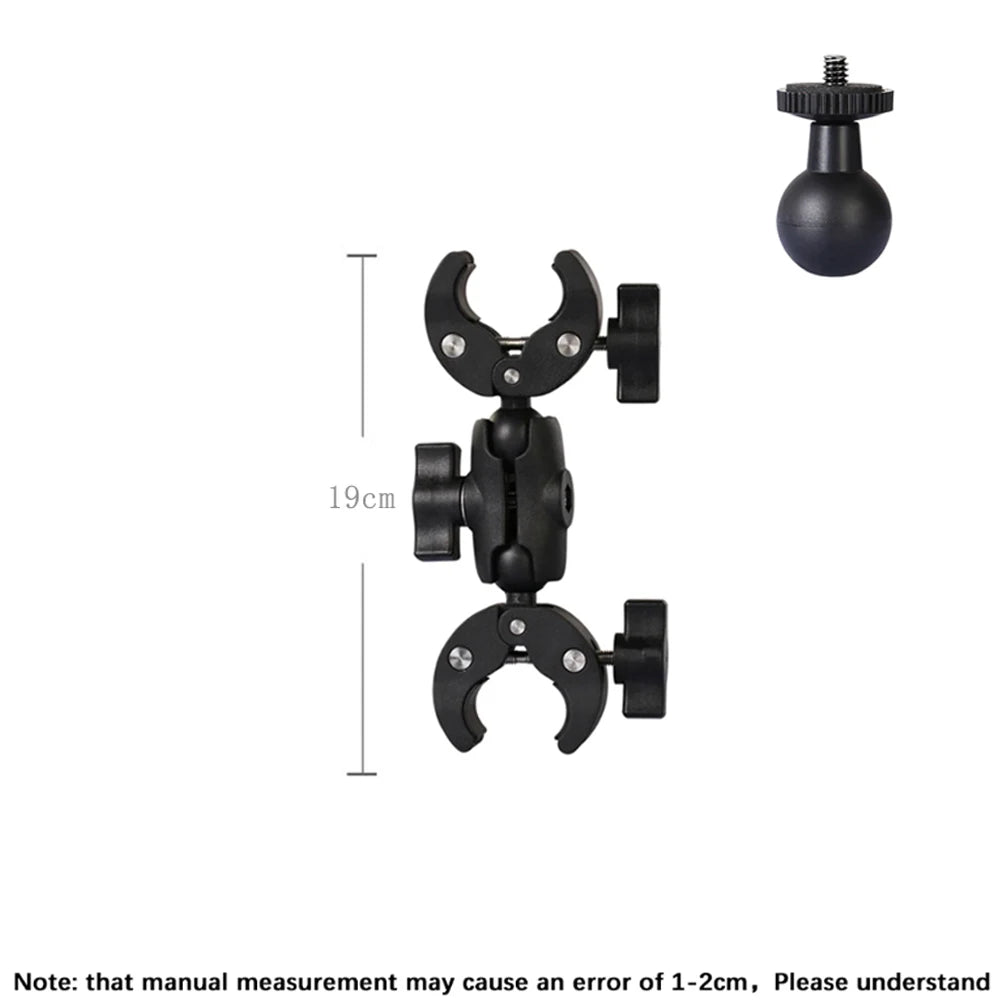 HONGDAK for Insta360 One X2 X3 Motorcycle Bicycle Double Clip Bracket for GoPro 11 10 9 Bike Selfie Stick Camera Accessory