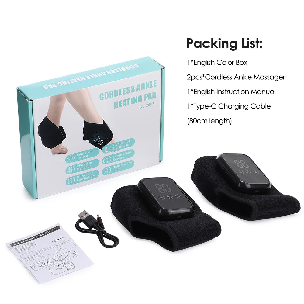 Electric Ankle Massager Hot Compress Vibration Foot Massager Ankle Joint Protection Heating Strap Ankle Heated Brace Wrap