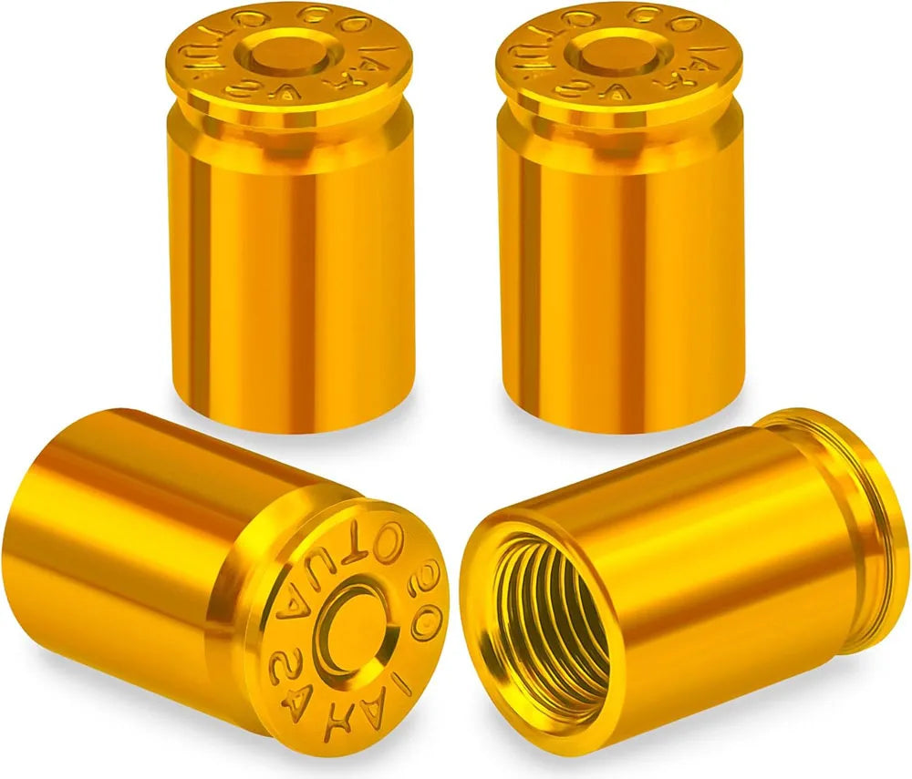4PCS Bullet Shell Tire Valve Stem Caps, Aluminum Alloy Car Air Stem Cap for Cars, SUV, Trucks, Bikes, Motorcycles, Bicycles
