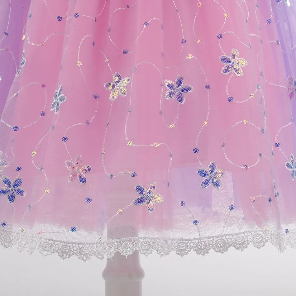 Children Halloween Costume Little Girls Rapunzel Costume Sequins Purple Dress Kids Princess Cosplay Dress 3 4 5 6 7 8 9 10 Years