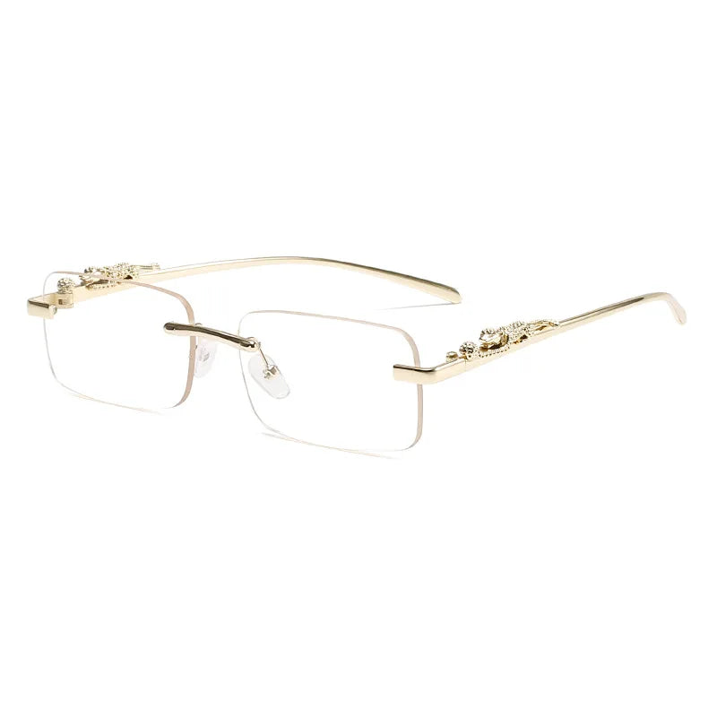 Rimless Glasses Frame Women Men Fashion Cheetah Decoration Business Cool Eyeglasses Frames
