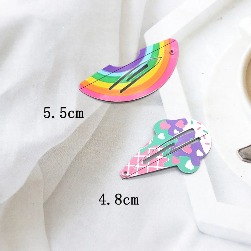 Korean Style Women Hair Accessories Cartoon BB Hair Clip Flower Hairclip Cute Headdress Print Alloy Hairpins for Girls