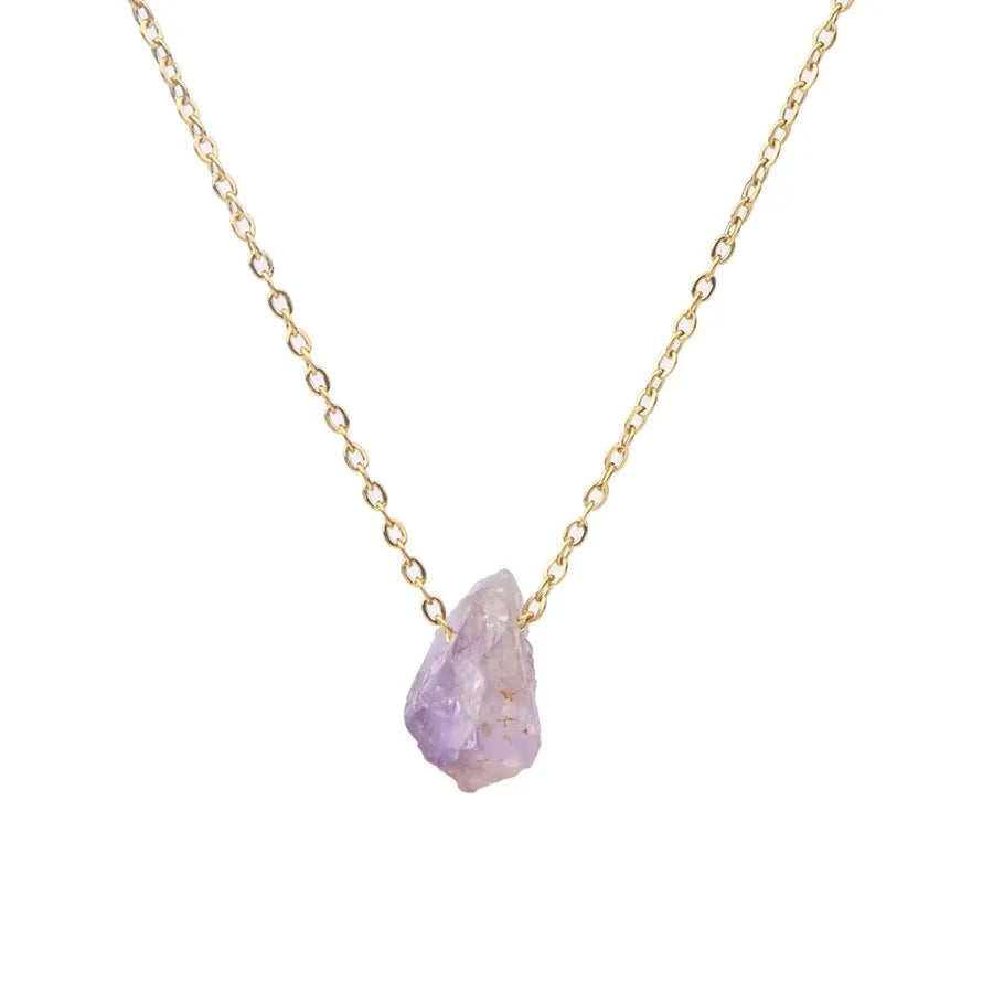 Natural Crystal Stone amethyst citrine Irregular stone agate Pendant Necklace with Stainless Steel gold Chain Gemstone Jewelry