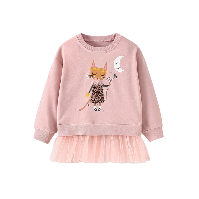 Jumping Meters New Arrival 2-7T Fairy Applique Baby Clothes Hot Selling Girls Sweatshirts Toddler Costume Hooded Shirts